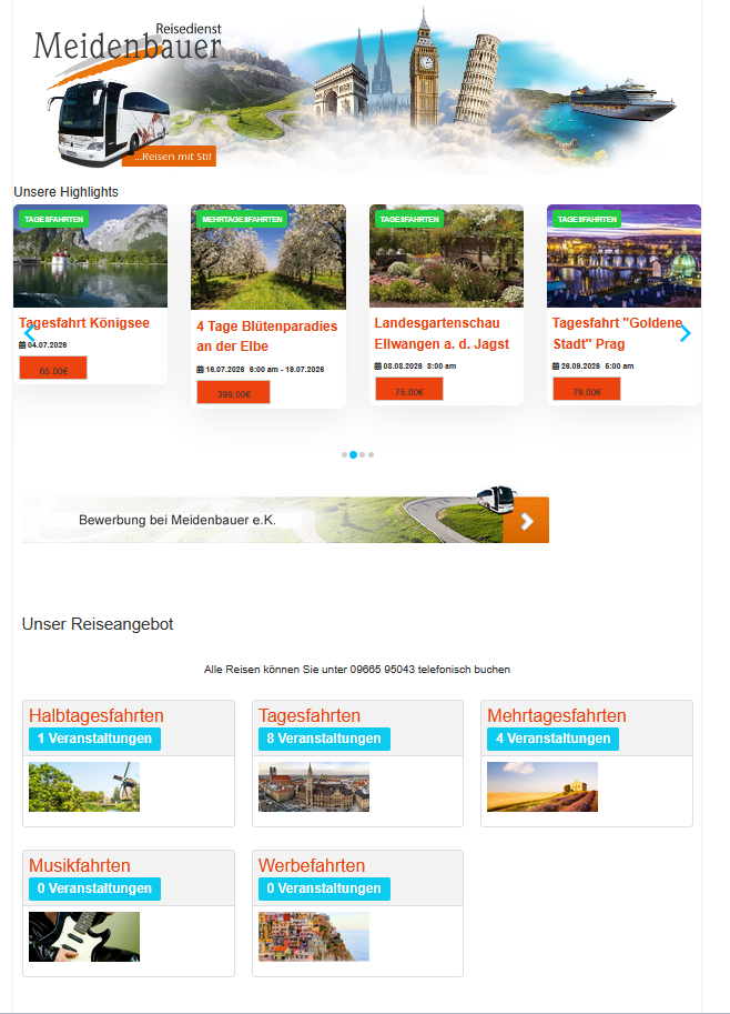 Reisedienst Meidenbauer Website